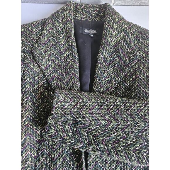 Vintage Peck & Peck Collection Herringbone Tweed Open Blazer Wom SIZE 14 Large - Picture 9 of 16